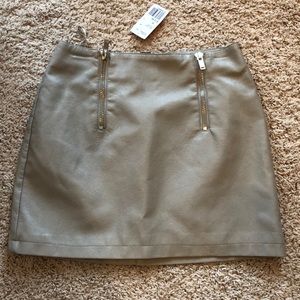 Beige Leather Skirt